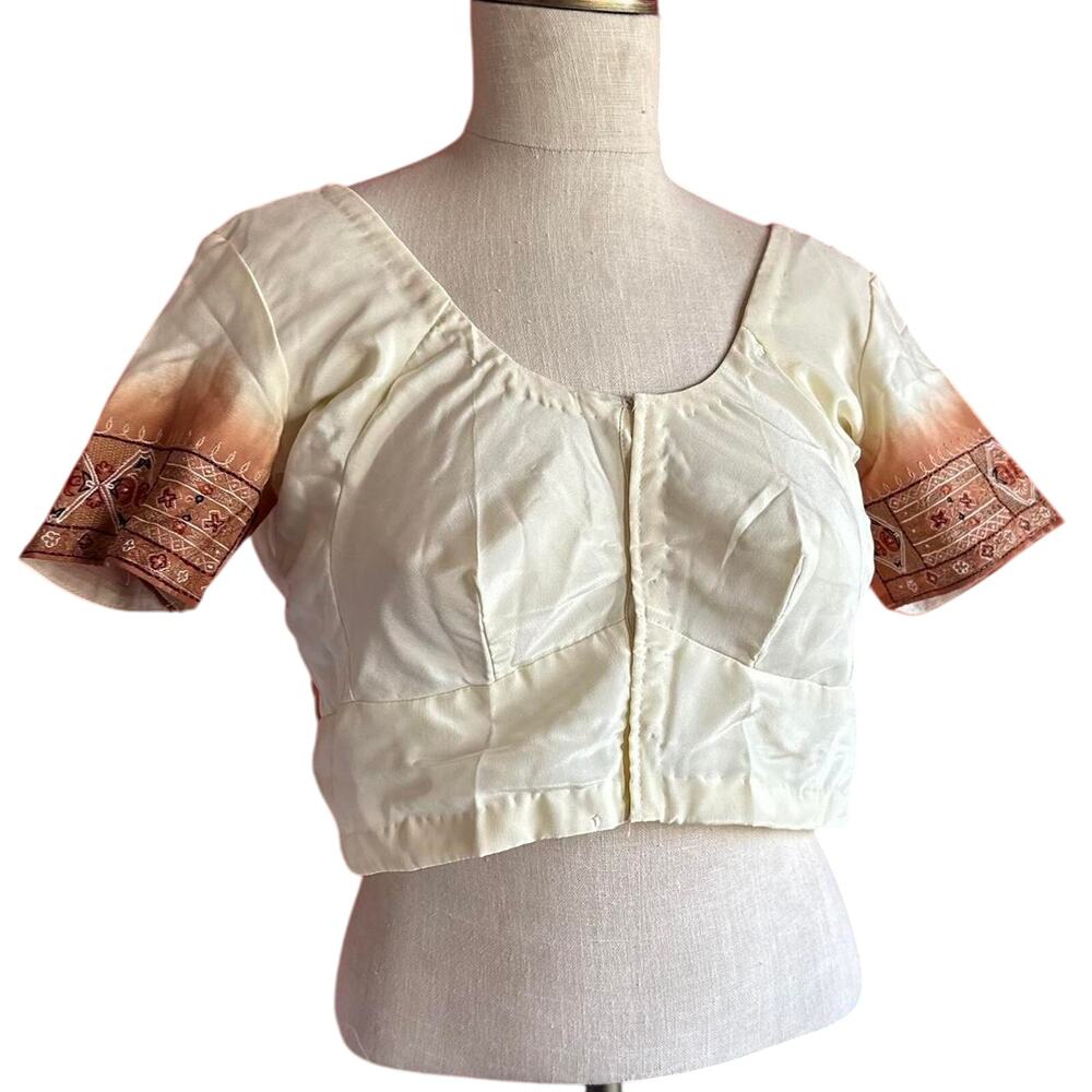 Womens Top Size Medium Silk Crop Handmade Bohemian Indie Festival